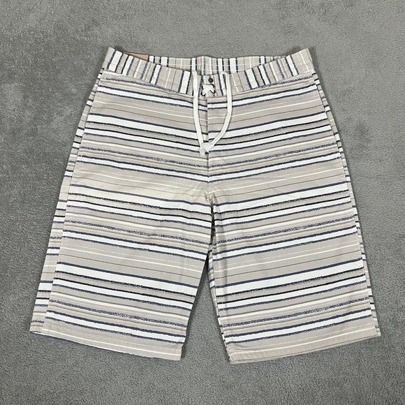 Levis Shorts Mens 32 Striped Chino Snap Buttons Casual Beach - Picture 1 of 12